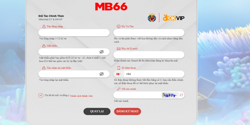 Đăng ký MB66 đơn giản chỉ với 3 bước cơ bản